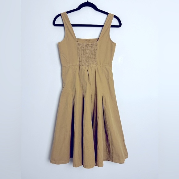 J.Crew Pleated A-Line Chino Dress In Khaki Tan Cotton Preppy Schoolgirl Size 0 - Picture 8 of 12